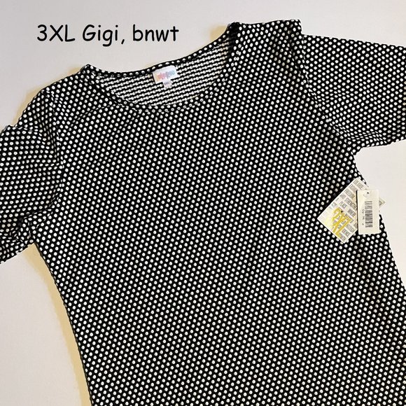 LuLaRoe Tops - 3XL Lularoe Gigi top, black with white mermaid dots